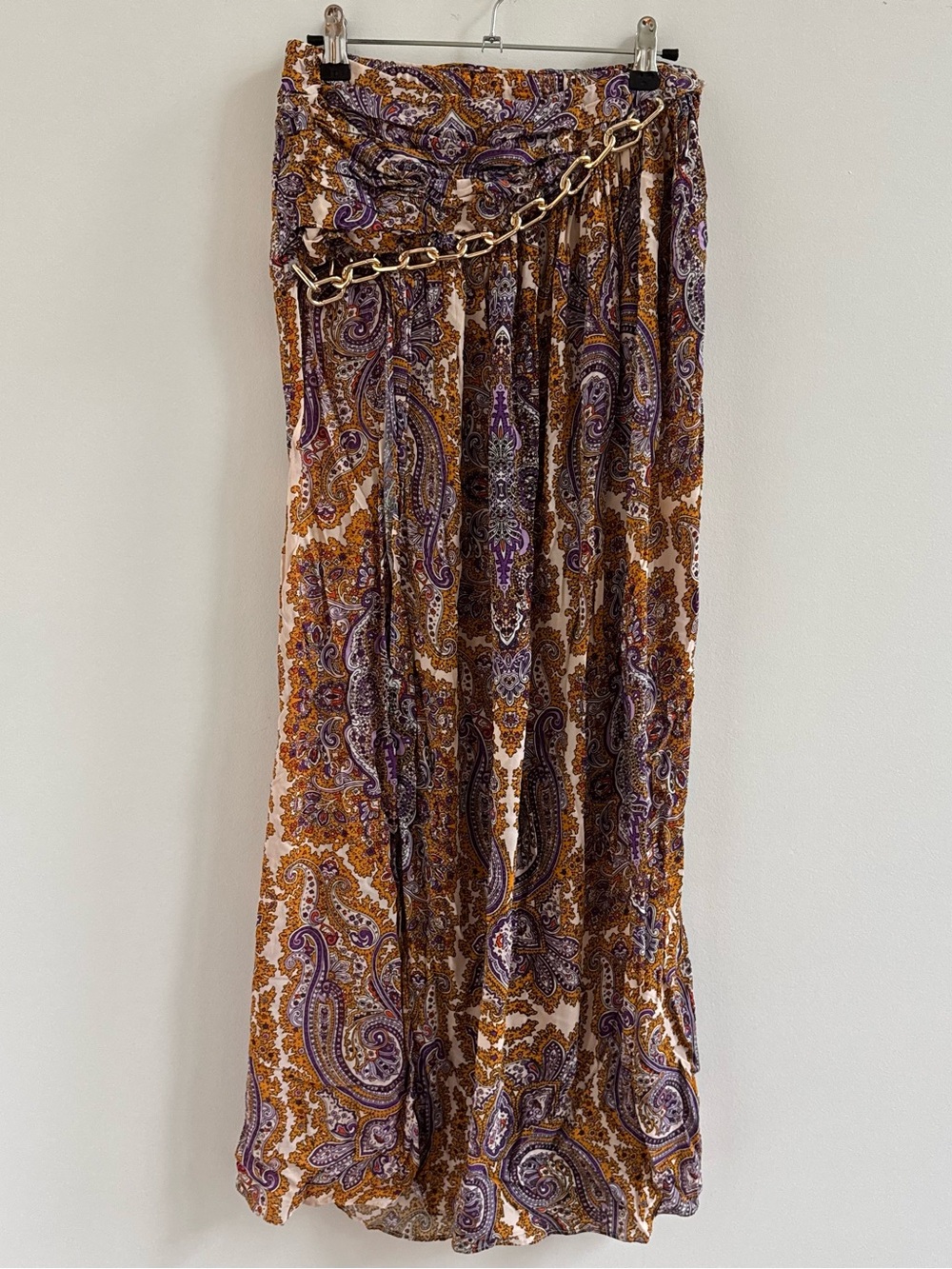 L'Academie Paisley Maxi Skirt in Purple and Brown